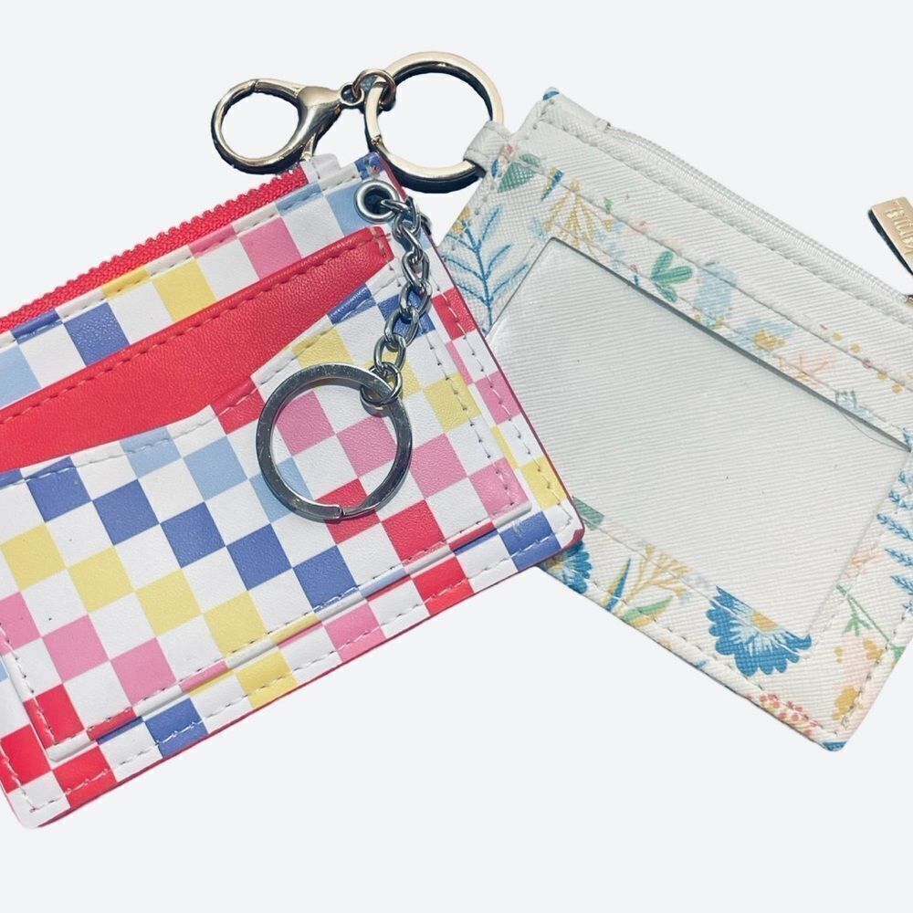 A New Day Colorful Checkered and Floral Key & Card Holders